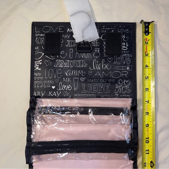 Mary Kay Love Script Roll up Travel Makeup Pouch in Black and White - Picture 5 of 8